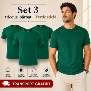 Set 3 Tricouri Bărbat în Aceeași Nuanță, 100% Bumbac, 145 g/m², Guler Rotund, 26 Culori, Mărimi S–3XL - Img 9