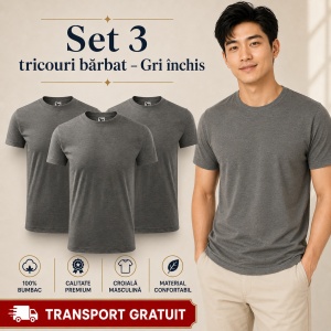 Set 3 Tricouri Bărbat în Aceeași Nuanță, 100% Bumbac, 145 g/m², Guler Rotund, 26 Culori, Mărimi S–3XL - Img 19