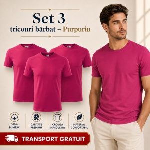 Set 3 Tricouri Bărbat în Aceeași Nuanță, 100% Bumbac, 145 g/m², Guler Rotund, 26 Culori, Mărimi S–3XL - Img 29