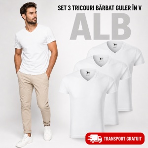 Set 3 Tricouri Bărbați cu Guler în V Malfini 146, Premium, 100% Bumbac, Slim Fit, Transport Gratuit - Img 16