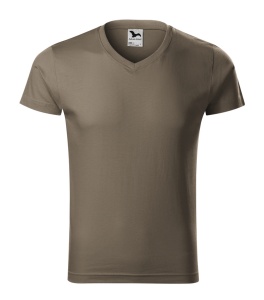 Set 3 Tricouri Bărbați Malfini 146 cu Guler în V, Premium, 100% Bumbac, Slim Fit, Ebony Gray, Army și Kaki Deschis, Mărimi S–3XL - Img 11