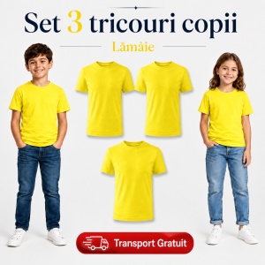Set 3 tricouri copii din bumbac 100% – 33 nuanțe disponibile, fete și băieți Transport Gratuit - Img 25