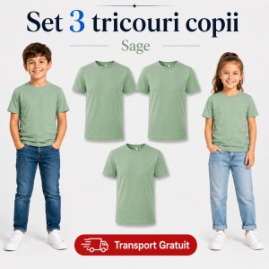 Set 3 tricouri copii din bumbac 100% – 33 nuanțe disponibile, fete și băieți Transport Gratuit - Img 35