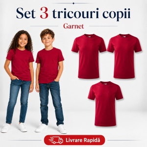 Set 3 Tricouri Copii din Bumbac 100% – Mânecă Scurtă, 35 Culori, Fete și Băieți - Img 17
