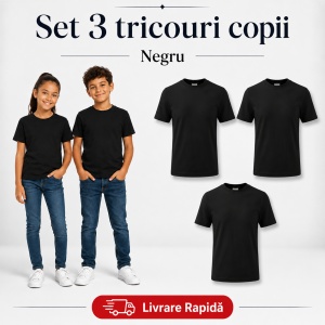 Set 3 Tricouri Copii din Bumbac 100% – Mânecă Scurtă, 35 Culori, Fete și Băieți - Img 27