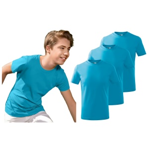 Tricou Copil baiat imbracat cu tricou turcoaz prezinta setul de 3 tricouri