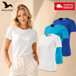 Set 3 Tricouri Damă 100% Bumbac – Casual Clasic, Alb, Turcoaz și Albastru Marin | Transport Gratuit