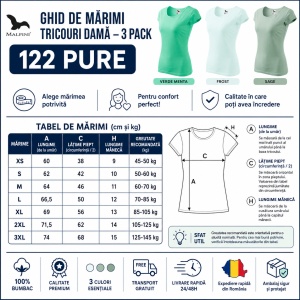 Set 3 Tricouri Damă 100% Bumbac – Elegant Casual cu Decolteu, Verde Mentă, Frost și Sage | Model 122 | Transport Gratuit - Img 3