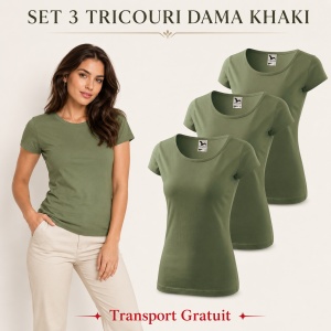 Set 3 tricouri simple dama bumbac 100%, Elegant casual cu decolteu femei, 122 - Img 24