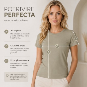 Set 3 tricouri simple dama bumbac clasic casual pentru femei, alb, gri inchis, kaki deschis 134 - Img 9