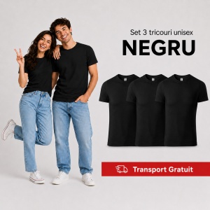 Set 3 tricouri unisex damă și bărbat, 100% bumbac, aceeași culoare, 22 nuanțe disponibile - Img 25