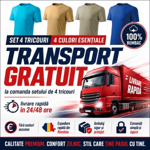 Set 4 Tricouri Bărbați 100% Bumbac Basic – Turcoaz, Nisip, Khaki Deschis și Albastru Regal | S-3XL - Img 4