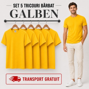 Set 5 Tricouri Bărbat în Aceeași Nuanță, 100% Bumbac, 145 g/m², Guler Rotund, 26 Culori, Mărimi S–3XL - Img 14