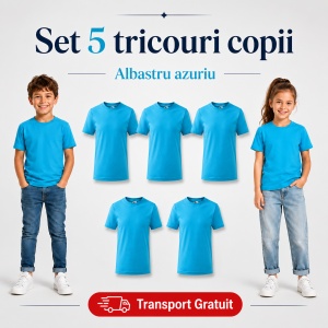 Set 5 tricouri copii din bumbac 100% – fete și băieți, 33 nuanțe disponibile - Img 12