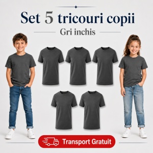 Set 5 tricouri copii din bumbac 100% – fete și băieți, 33 nuanțe disponibile - Img 22