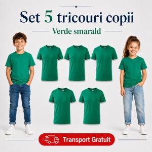Set 5 tricouri copii din bumbac 100% – fete și băieți, 33 nuanțe disponibile - Img 42