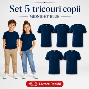 Set 5 Tricouri Copii din Bumbac 100% – Mânecă Scurtă, 33 Nuanțe, Fete și Băieți - Img 25