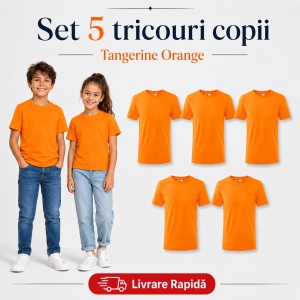 Set 5 Tricouri Copii din Bumbac 100% – Mânecă Scurtă, 33 Nuanțe, Fete și Băieți - Img 35