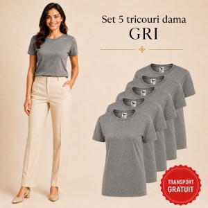 Set 5 tricouri damă simple casual | din bumbac 100%, slim fit XS - 2XL - Img 18