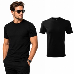 Set 5 tricouri negre din bumbac 100%, clasic si lejer la purtare pentru barbati, Negru P73 - Img 11