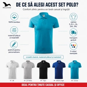 Set 5 tricouri POLO bărbați ,100% bumbac - 202 - Img 2