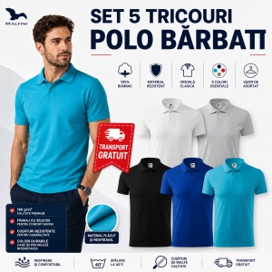 Set 5 tricouri POLO bărbați ,100% bumbac - 202 - Img 12