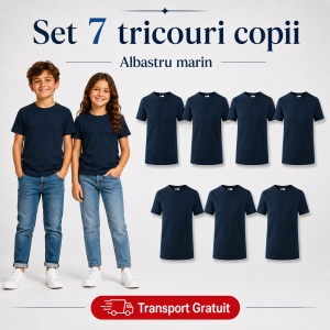 Set 7 Tricouri Copii din Bumbac 100% – Mânecă Scurtă, 33 Nuanțe, Fete și Băieți - Img 13