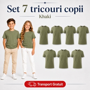 Set 7 Tricouri Copii din Bumbac 100% – Mânecă Scurtă, 33 Nuanțe, Fete și Băieți - Img 23