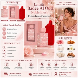 Set parfum Lattafa Badee Al Oud Noble Blush 100ml, parfum Arabesc, Femei, Gentuta cosmetice - Img 2
