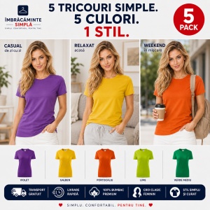 Set tricouri pentru dama multicolor 5 bucati - Img 6