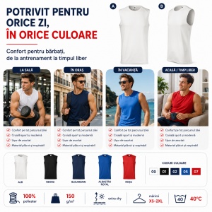 Top sport bărbați / tricou fără mâneci Malfini Breeze 820, 100% poliester, 5 culori - Img 10