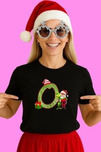 Tricou 0 Numar Craciun Cu Mos Si Spiridus Verde, din bumbac 100% Copii | Dama | Barbat - Img 3