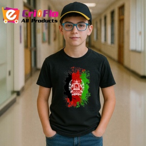 Tricou Afghanistan Steag Splash Art, Copii | Dama | Barbat, culoare negru - Img 10