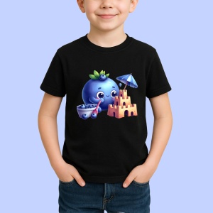 Tricou Afine amuzant de vara caste; de nisip, Fructe, Copii | Dama, culoare negru