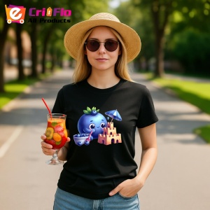 Tricou Afine amuzant de vara caste; de nisip, Fructe, Copii | Dama, culoare negru - Img 9