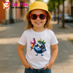 Tricou Afine amuzant de vara cu inghetata, Fructe, Copii | Dama - Img 4