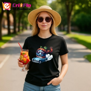 Tricou Afine amuzant de vara in masina, Fructe, Copii | Dama, culoare negru - Img 9