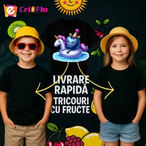 Tricou Afine amuzant de vara in poney, Fructe, Copii | Dama, culoare negru - Img 6