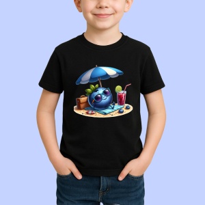 Tricou Afine amuzant de vara la plaja, Fructe, Copii | Dama, culoare negru