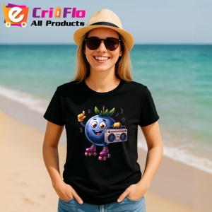 Tricou Afine amuzant de vara party pe role, Fructe, Copii | Dama, culoare negru - Img 11
