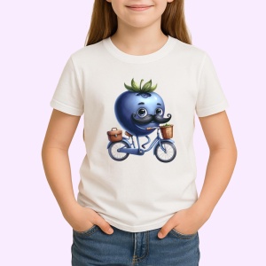 Tricou Afine amuzant de vara pe bicicleta, Fructe, Copii | Dama