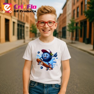 Tricou Afine amuzant de vara pe skatboard, Fructe, Copii | Dama - Img 5