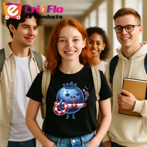 Tricou Afine amuzant de vara salvamar, Fructe, Copii | Dama, culoare negru - Img 10
