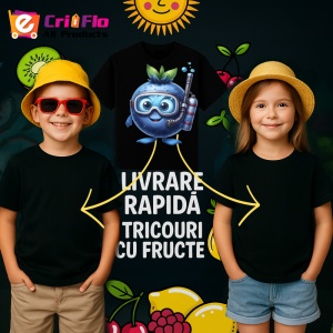 Tricou Afine amuzant de vara scafandru, Fructe, Copii | Dama, culoare negru - Img 6