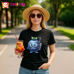 Tricou Afine amuzant de vara scafandru, Fructe, Copii | Dama, culoare negru - Img 9