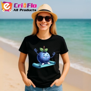 Tricou Afine amuzant de vara yoga, Fructe, Copii | Dama, culoare negru - Img 11