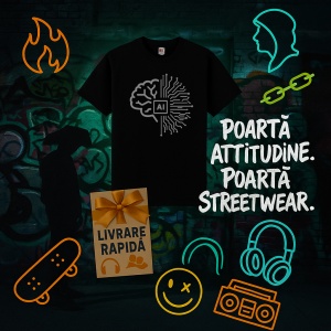 Tricou AI inteligenta artificiala nu antreneaza creierul Negru, Copii | Dama | Barbat - Img 8