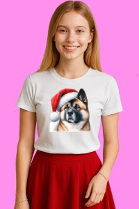 Tricou Akita Inu Craciun Realist, din bumbac 100%, tricou alb, Copii | Dama | Barbat - Img 2