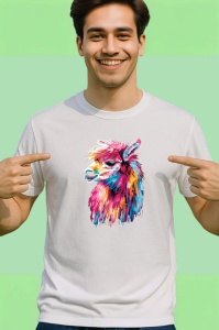 Tricou Alapca in stil pop art fundal alb Copii | Dama | Barbat - Img 2