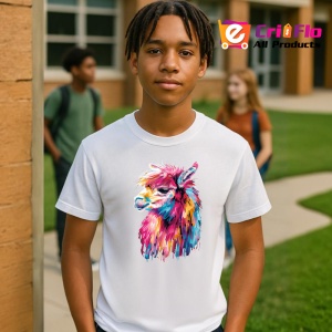 Tricou Alapca in stil pop art fundal alb Copii | Dama | Barbat - Img 4
